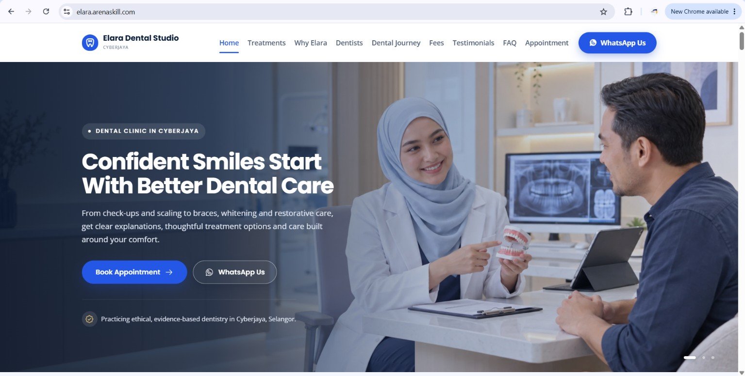 Elara Dental website design preview
