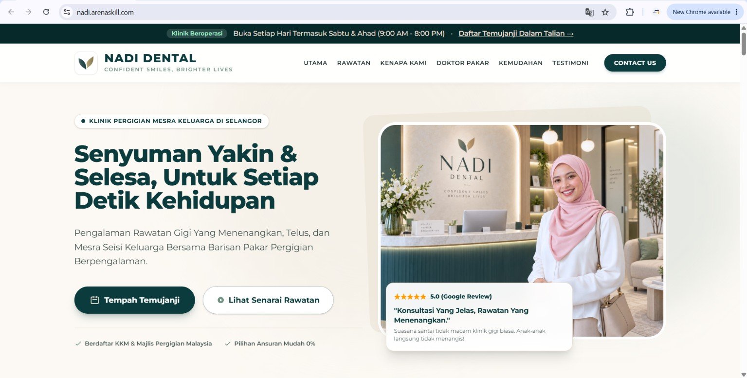 Nadi Dental website design preview